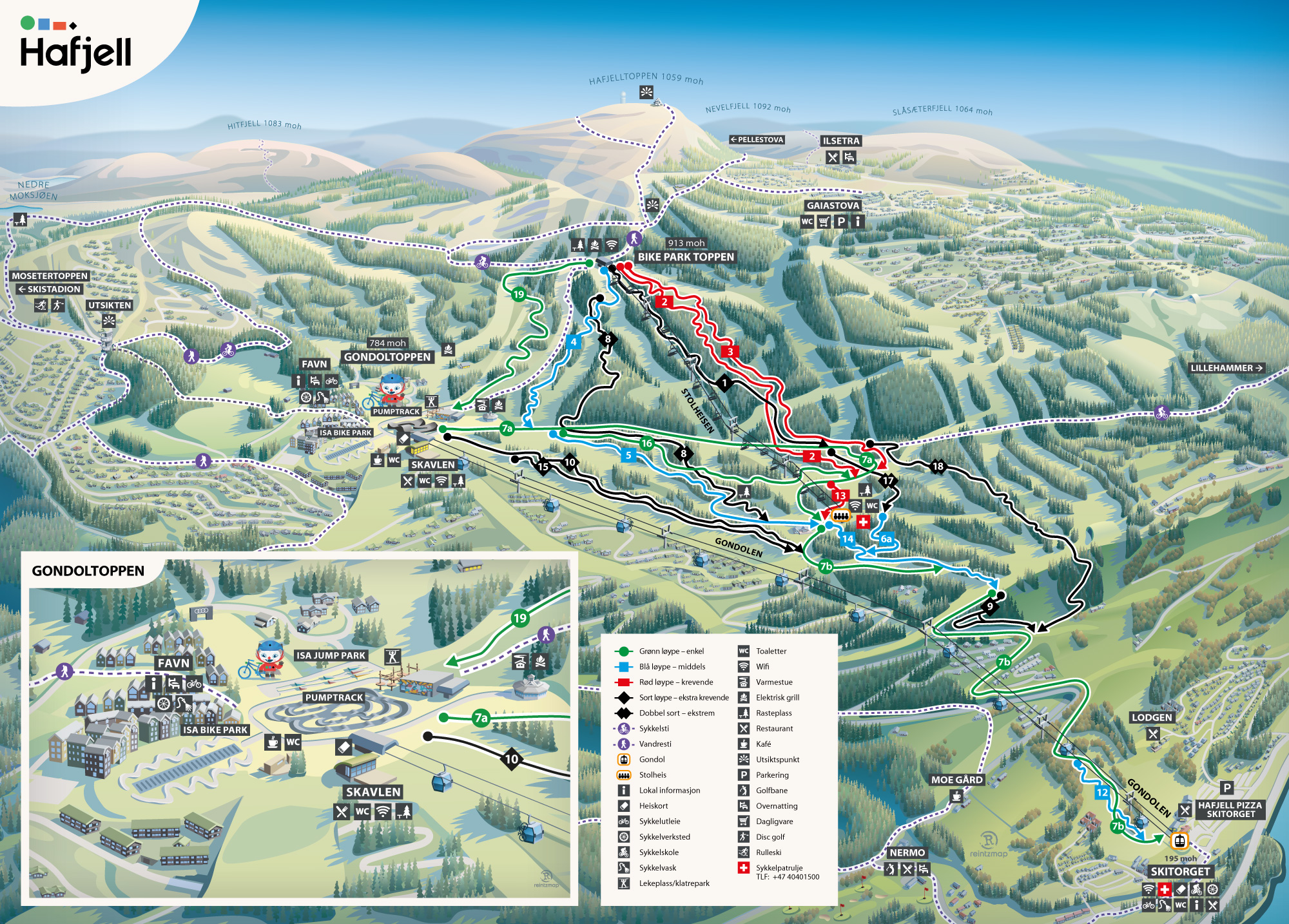 Løypekart Hafjell Bike Park