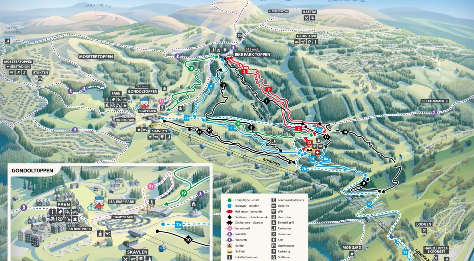Løypekart Hafjell Bike Park