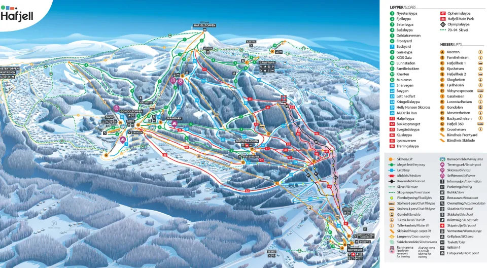 Løypekart av Hafjell