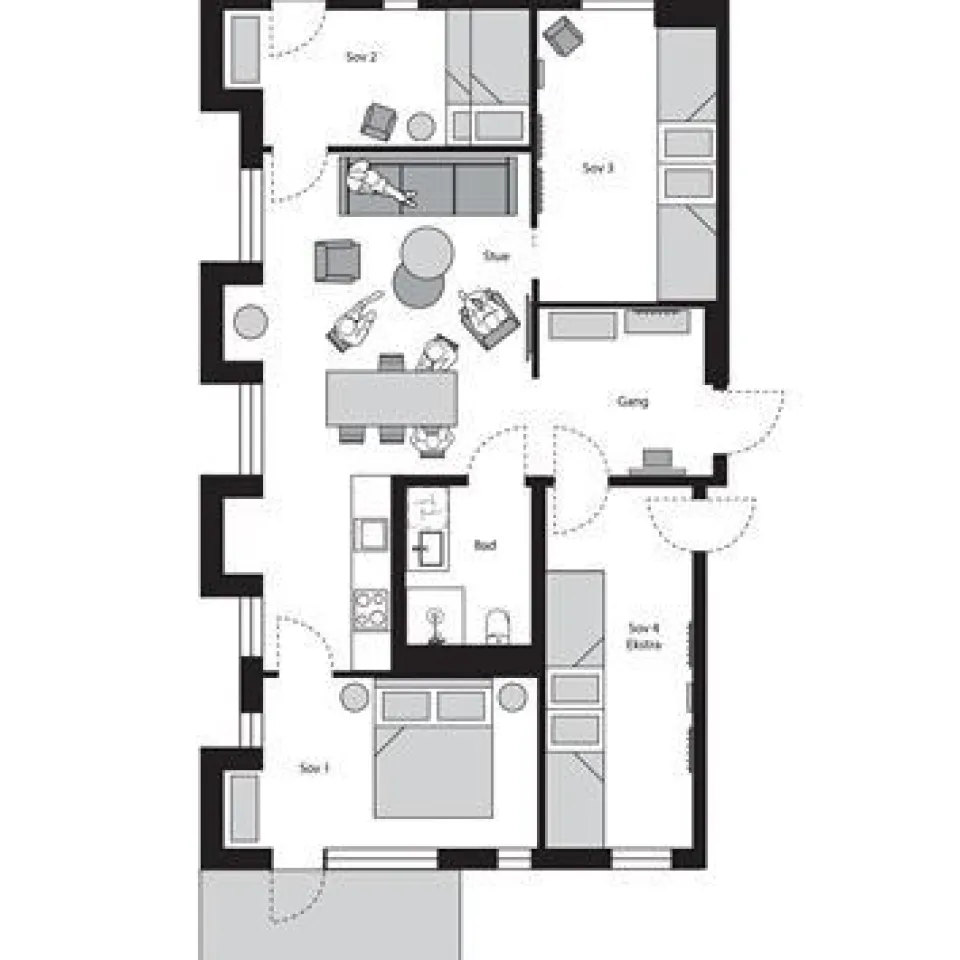 YTTERSVINGEN FAMILIE MED TERRASSE D1.1