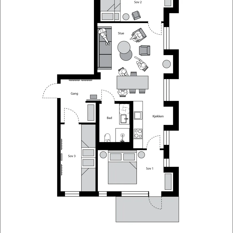 YTTERSVINGEN FAMILIE MED TERRASSE C1.1