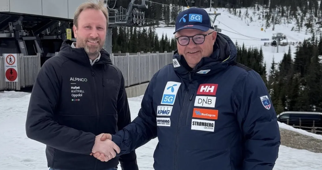 Kommersiell leder i Alpinco, Jonas Bjørnerud, og sportssjef for alpinlandslaget, Claus Ryste er fornøyde med å videreføre samarbeidsavtalen.