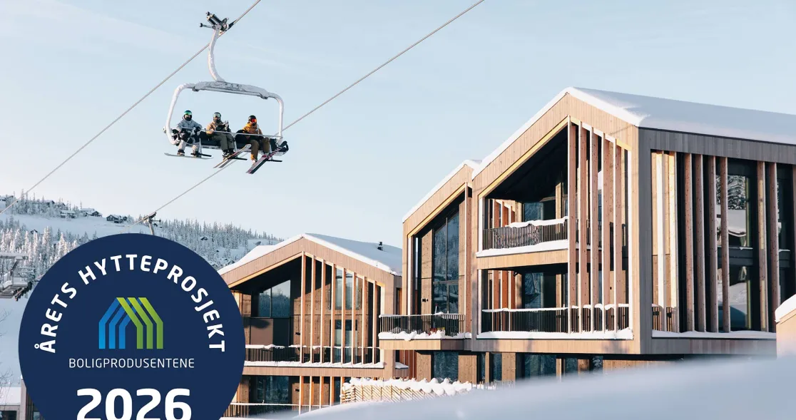 Origo leiligheter i Kvitfjell vinner prisen Årets Hytteprosjekt 2026 av Boligprodusentene