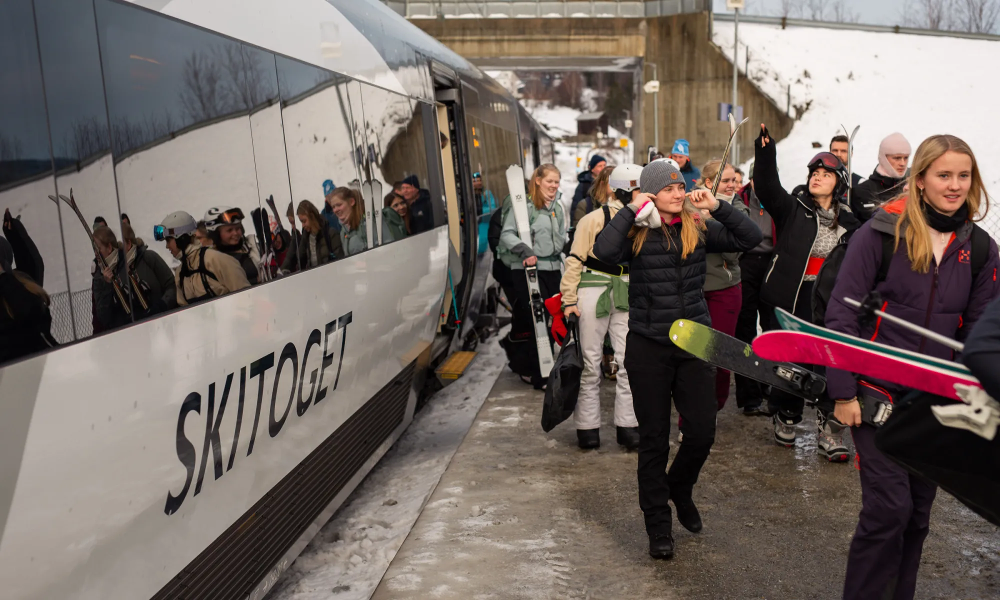 Skitoget til Kvitfjell stasjon. Foto: Alpinco/Erland Husom.